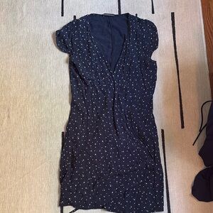 Brandy Melville Blue Puff Sleeve V-Neck Mini Dress